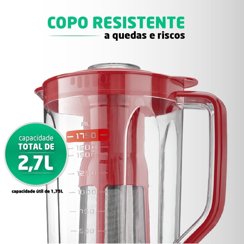 Liquidificador Mondial Turbo L900 Vermelho 900W com 5 Velocidades - 3