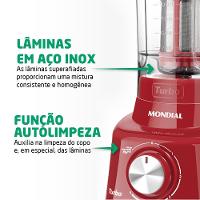 Liquidificador Mondial Turbo L900 Vermelho 900W com 5 Velocidades - 5