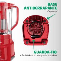 Liquidificador Mondial Turbo L900 Vermelho 900W com 5 Velocidades - 6