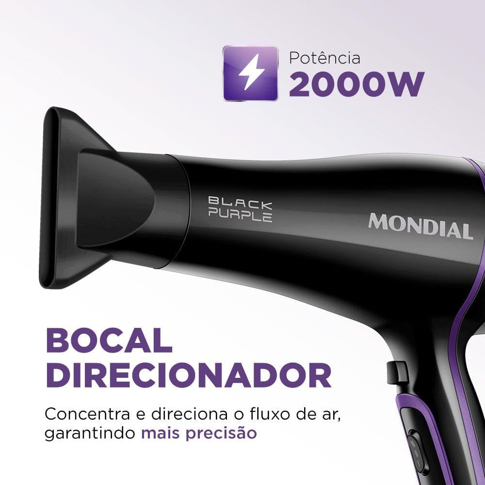 Secador de Cabelos Mondial Black Purple SCN-01 com Tourmaline Íon 2000W - Preto - 3