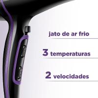 Secador de Cabelos Mondial Black Purple SCN-01 com Tourmaline Íon 2000W - Preto