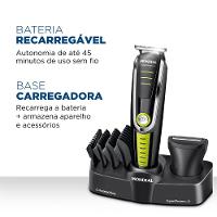 Aparador de Pelos Mondial Super Groom 6 em 1 BG-04 Sem Fio Preto/Verde - Bivolt