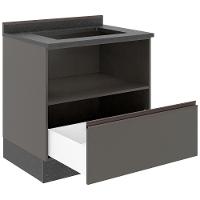 Balcão Cooktop Bartira Linea 5 Bocas com 1 Gaveta e 1 Porta Basculante - 80,1cm de largura - 2