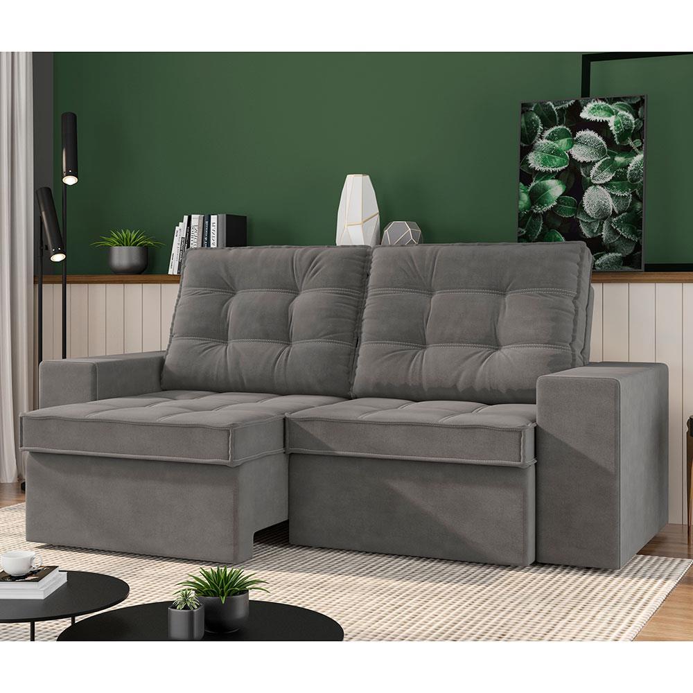 Sofá 3 Lugares Luizzi Monet com Assento Retrátil e Reclinável, Revestido em Veludo - 191cm de Largura - 1