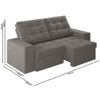 Sofá 3 Lugares Luizzi Monet com Assento Retrátil e Reclinável, Revestido em Veludo - 191cm de Largura - 5