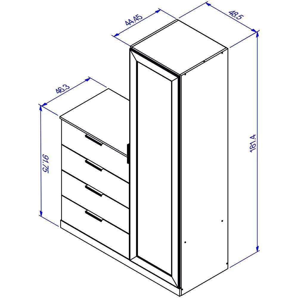Cômoda Sapateira Bartira Versatti com 4 Gavetas, 1 Porta e Espelho - 3