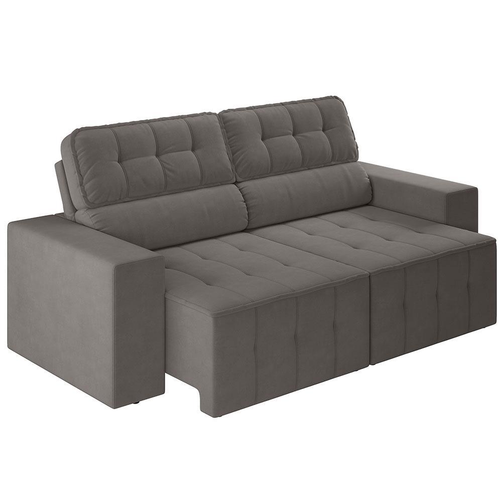 Sofá 4 Lugares Luizzi Falconi com 219 cm de Largura, Retrátil e Reclinável, Revestido em Veludo Plush - 4