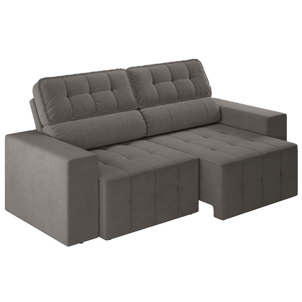 Sofá 4 Lugares Luizzi Falconi com 219 cm de Largura, Retrátil e Reclinável, Revestido em Veludo Plush - 3