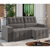 Sofá 4 Lugares Luizzi Falconi com 219 cm de Largura, Retrátil e Reclinável, Revestido em Veludo Plush - 1