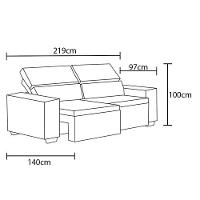 Sofá 4 Lugares Luizzi Falconi com 219 cm de Largura, Retrátil e Reclinável, Revestido em Veludo Plush - 6