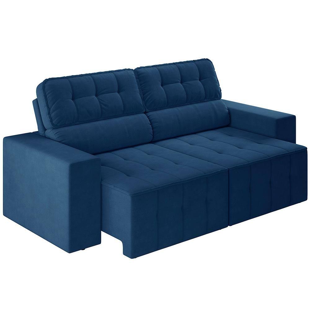 Sofá 4 Lugares Luizzi Falconi com 219 cm de Largura, Retrátil e Reclinável, Revestido em Veludo Plush - 3