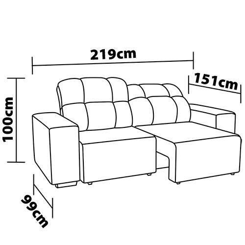Sofá 4 Lugares Luizzi Falconi com 219 cm de Largura, Retrátil e Reclinável, Revestido em Veludo Plush - 7