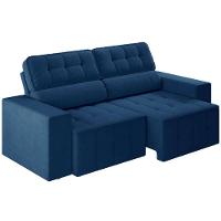 Sofá 4 Lugares Luizzi Falconi com 219 cm de Largura, Retrátil e Reclinável, Revestido em Veludo Plush