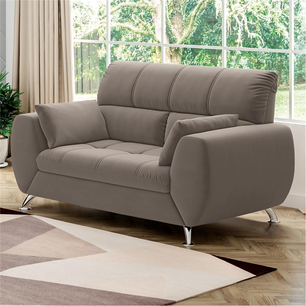 Sofá de 2 Lugares Linoforte Bélgica com 154 cm de Largura e Revestido em Tecido Suede - 2