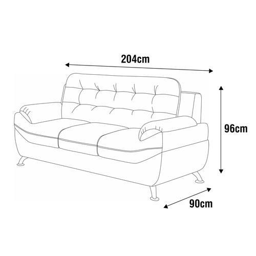 Sofá de 3 Lugares Linoforte Bélgica com 204 cm de Largura e Revestido em Tecido Suede - 4