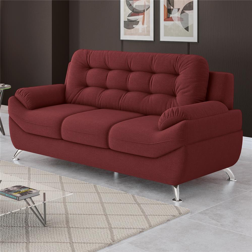 Sofá 3 Lugares Linoforte Mercury Revestido em Tecido Suede - 200cm de largura - 2