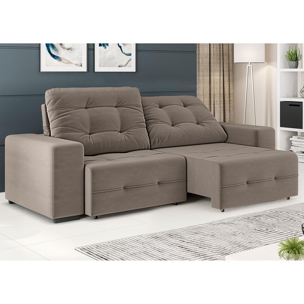 Sofá 4 Lugares Linoforte Bonno Retrátil e Reclinável Revestido em Tecido Suede - 230cm de Largura - 4