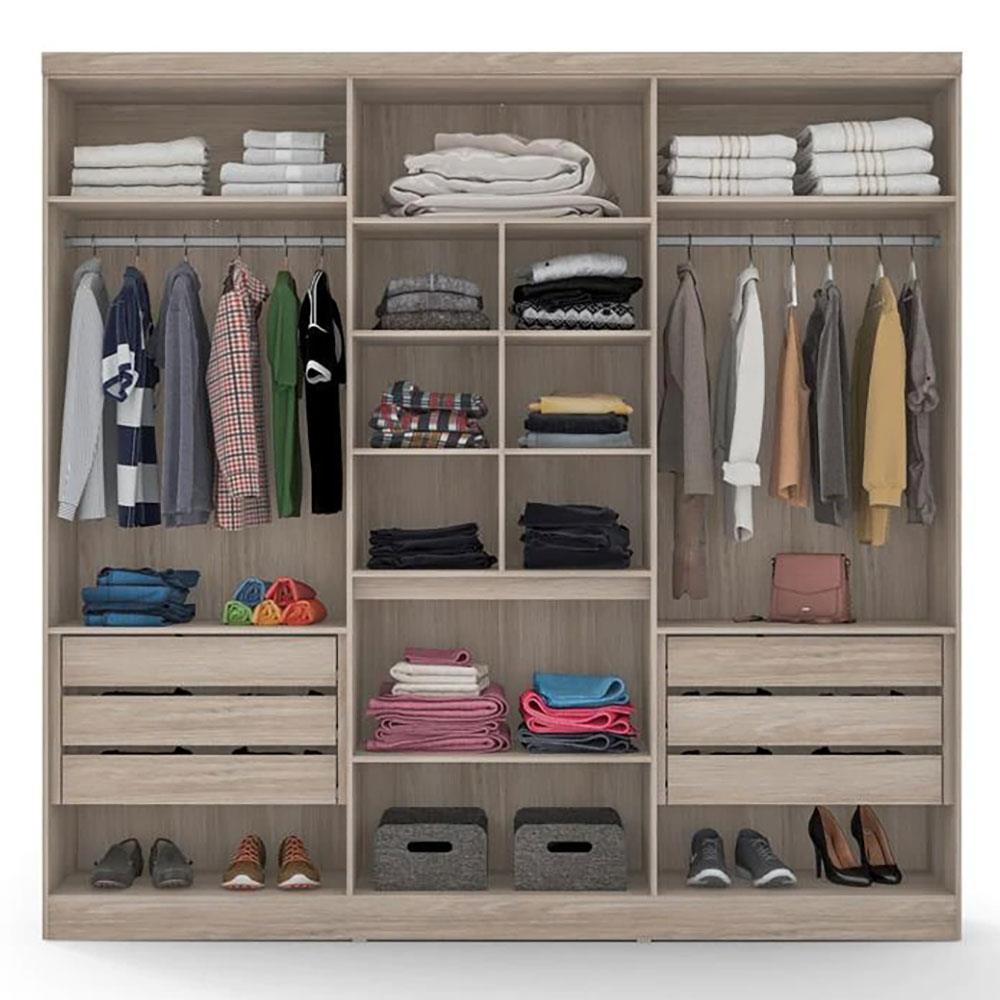 Guarda-Roupa Casal Bartira Monte Rei com Espelho, 6 Portas, 6 Gavetas - 238cm de largura - 2