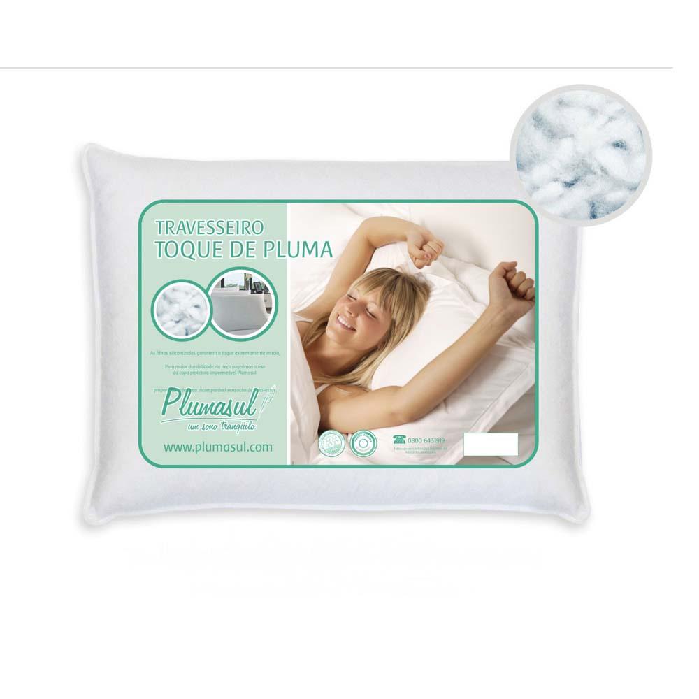 Travesseiro Plumasul Fibra Siliconizada Toque de Pluma 233 Fios 45 x 65 cm - Branco - 1