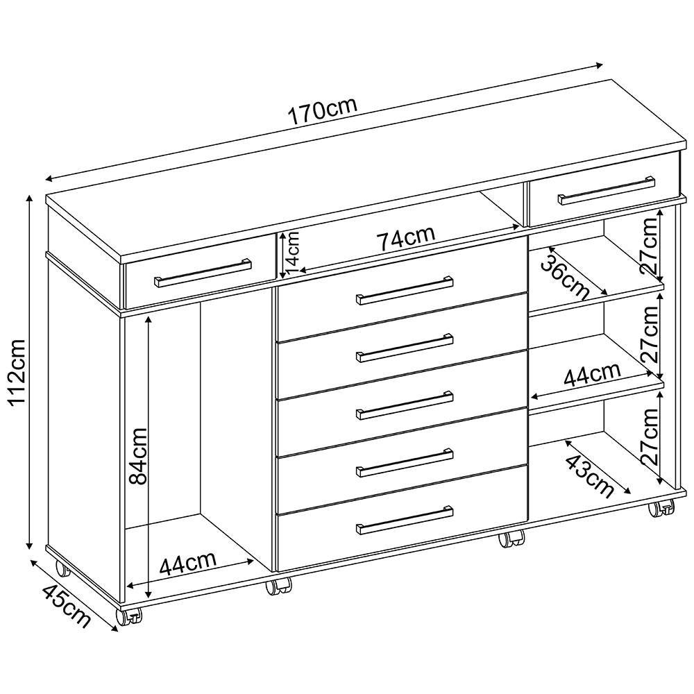 Cômoda Demóbile London com 7 Gavetas e 2 Portas - 4