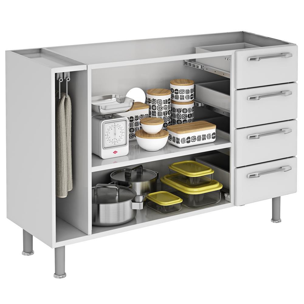 Balcão para Pia Itatiaia Diamante com 2 Portas, 4 Gavetas e 1 Prateleira - 120cm de largura - 2