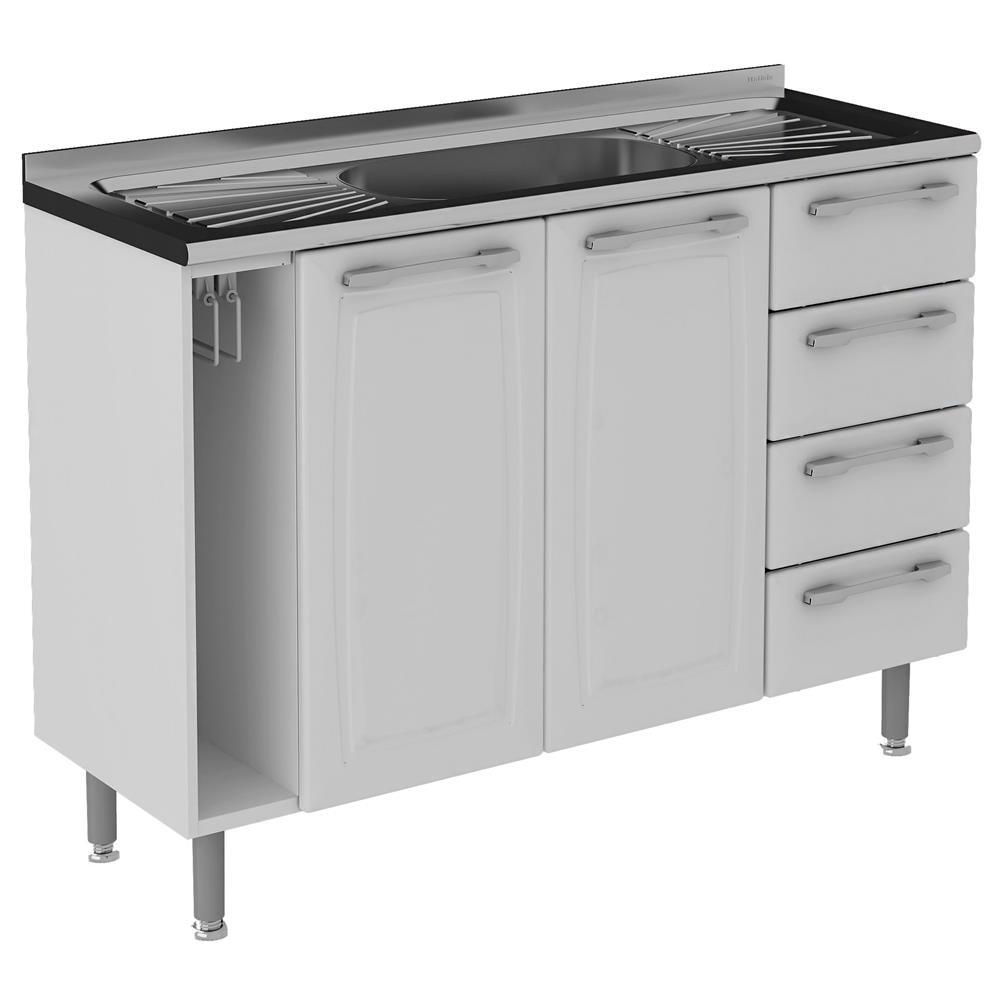 Balcão para Pia Itatiaia Diamante com 2 Portas, 4 Gavetas e 1 Prateleira - 120cm de largura - 3