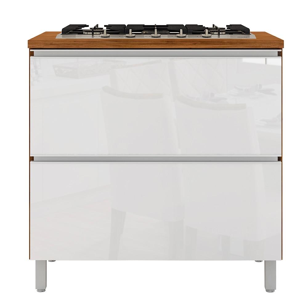 Balcão para Cooktop de 5 Bocas Bartira Amazonita com 1 Porta, 1 Gaveta e 1 Prateleira - 80,1cm de largura - 1