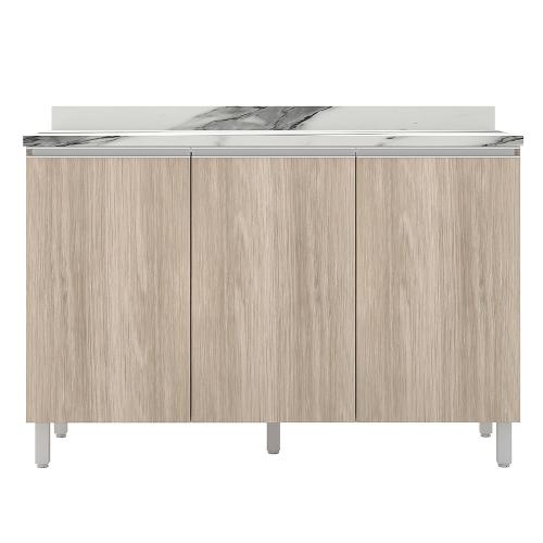 Balcão Triplo Bartira Amazonita com 3 Portas e 1 Prateleira - 120,1cm de largura