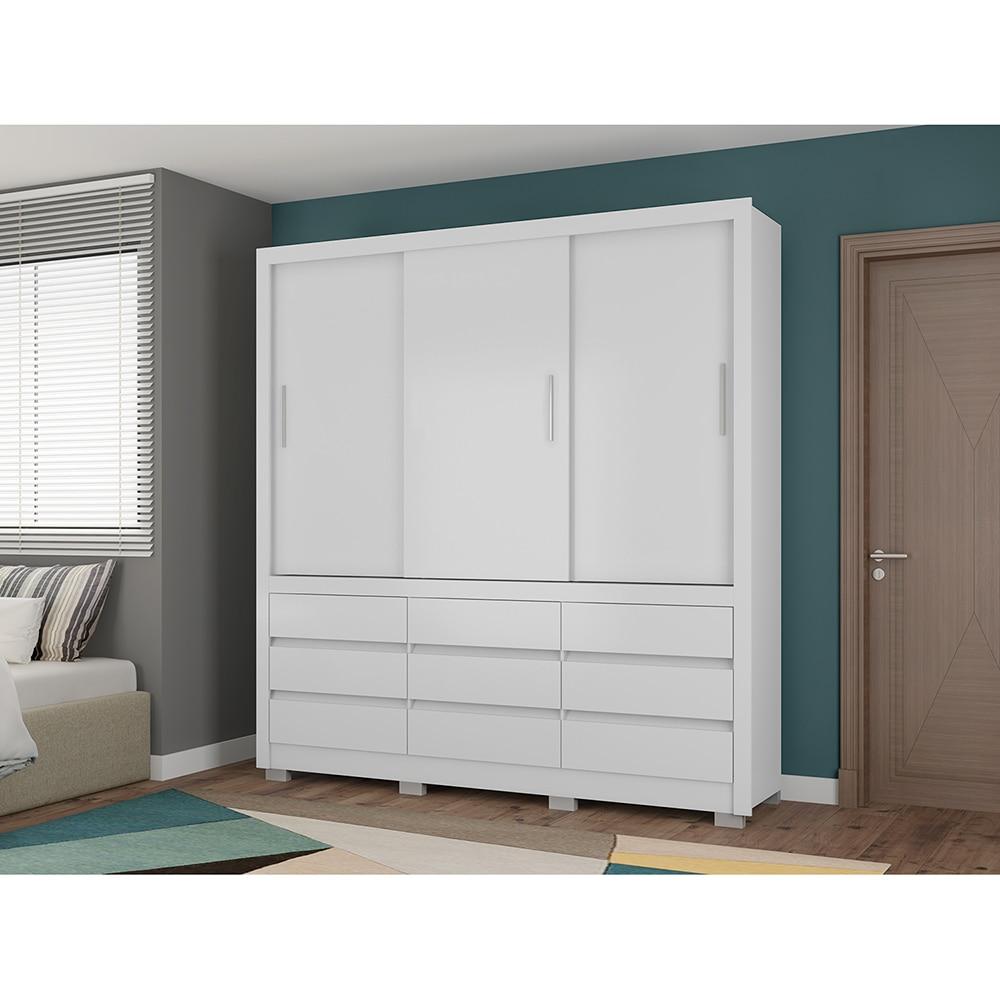 Guarda-Roupa Bartira Arezzo com 3 Portas e 9 Gavetas Externas - 207,4cm de largura - 2