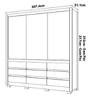 Guarda-Roupa Bartira Arezzo com 3 Portas e 9 Gavetas Externas - 207,4cm de largura - 4