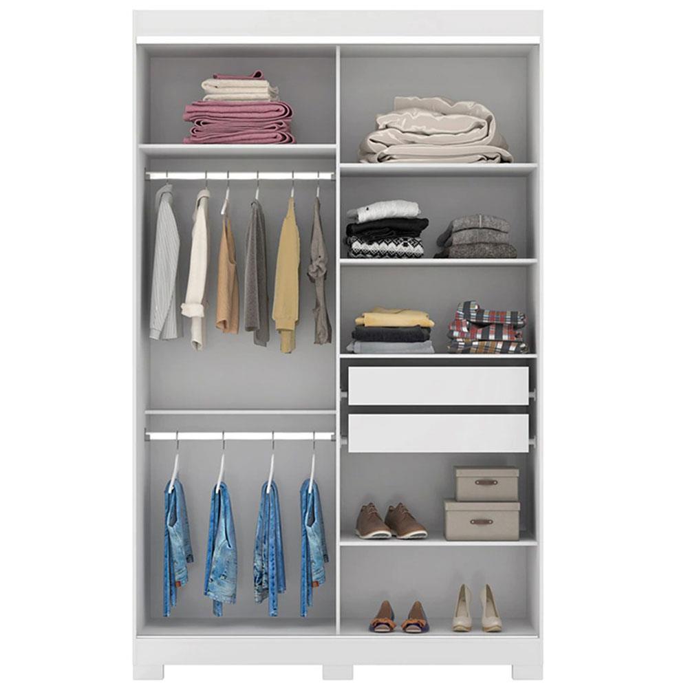 Guarda-Roupa Solteiro Bartira América com Espelho, 2 Portas, 2 Gavetas - 136,2cm de largura - 3