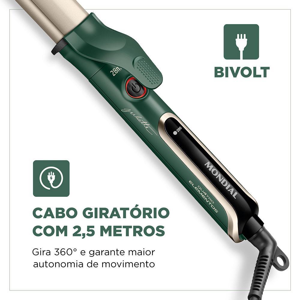 Modelador de Cachos Mondial by Juliette MC-Ju-02 com Cabo Giratório 220°C Bivolt - Verde Oliva - 7
