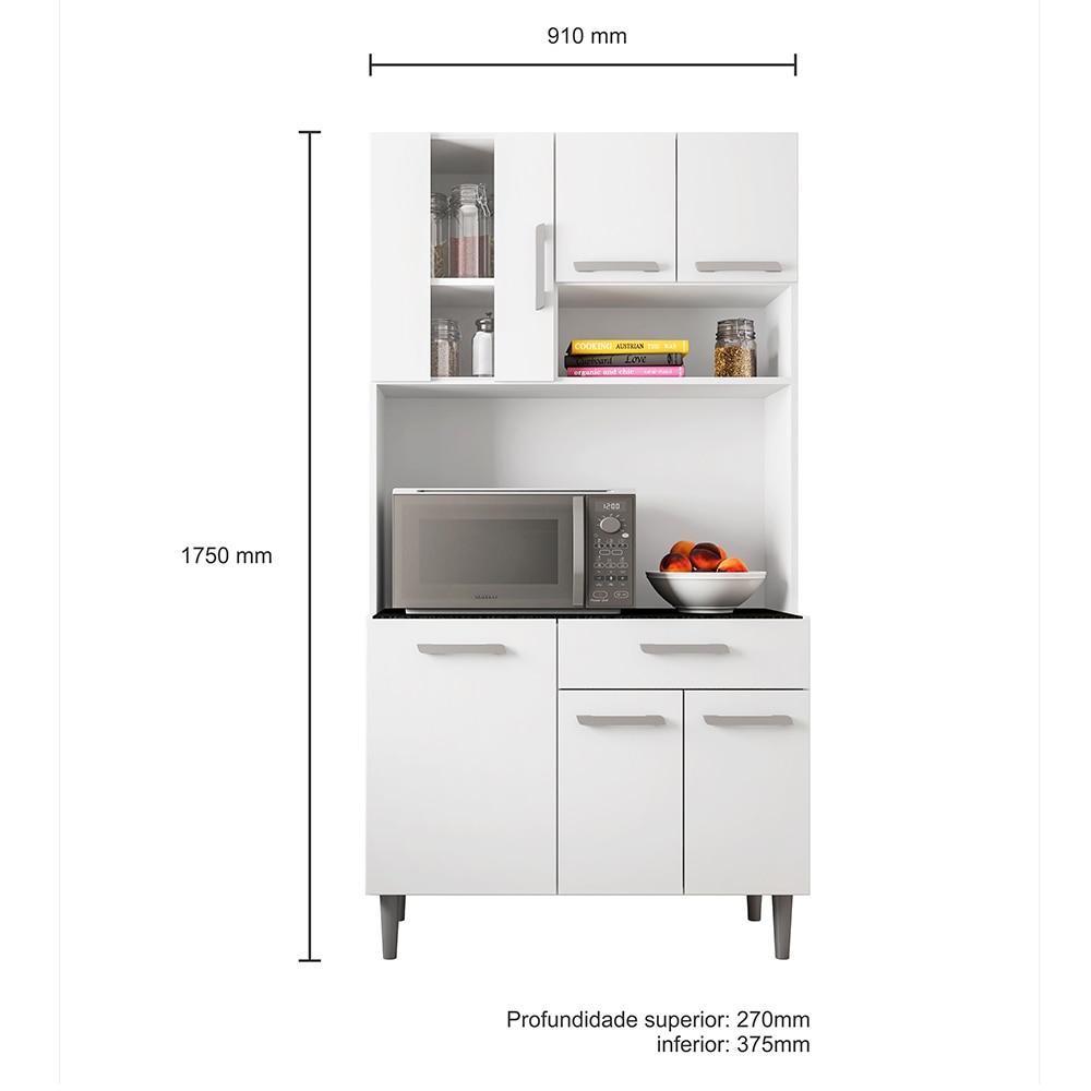 Cozinha Compacta Poliman Móveis Carol com 6 Portas e 1 Gaveta - 91cm de largura - 4
