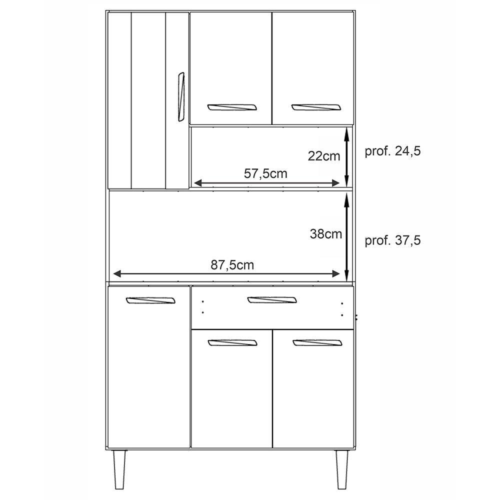 Cozinha Compacta Poliman Móveis Carol com 6 Portas e 1 Gaveta - 91cm de largura - 5