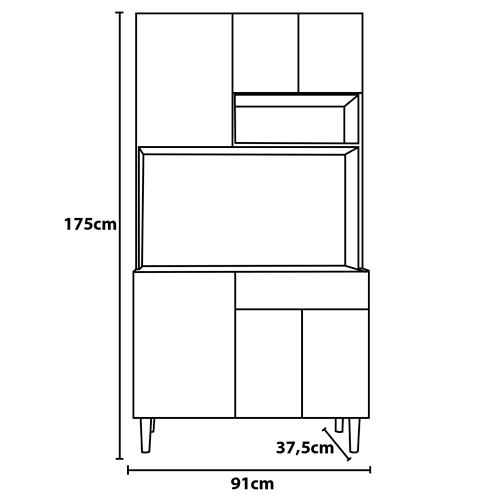 Cozinha Compacta Poliman Móveis Carol com 6 Portas e 1 Gaveta - 91cm de largura - 6