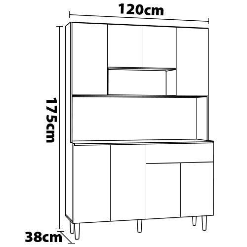 Cozinha Compacta Poliman Móveis Gabi com 8 Portas e 1 Gaveta - 120cm de largura - 5