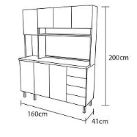 Cozinha Compacta Poliman Alice com 6 Portas, 1 Gaveta e 2 Prateleiras - 160cm de largura - 7