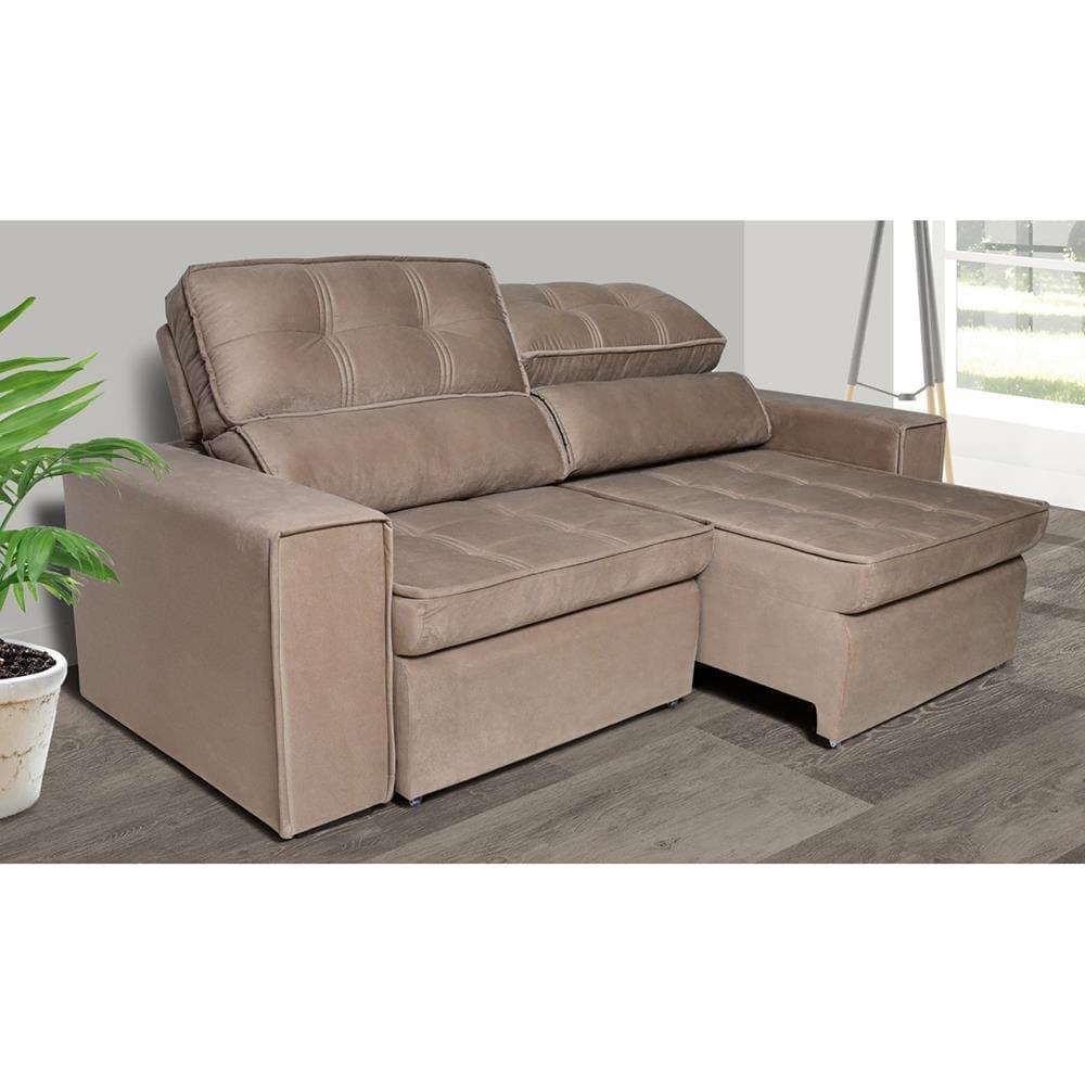 Sofá 5 Lugares Luizzi Bugatti II com Retrátil e Reclinável, Revestido em Tecido Veludo Plush e 251 cm de Largura - 2