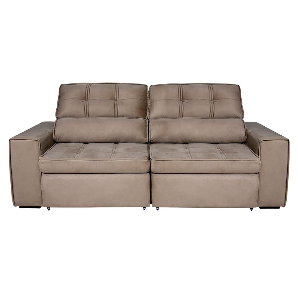 Sofá 5 Lugares Luizzi Bugatti II com Retrátil e Reclinável, Revestido em Tecido Veludo Plush e 251 cm de Largura - 1