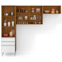 Cozinha Compacta Bartira Jaspe com 4 Portas, 3 Gavetas e 5 Prateleiras - 260,4cm de largura - 2