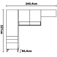 Cozinha Compacta Bartira Jaspe com 4 Portas, 3 Gavetas e 5 Prateleiras - 260,4cm de largura - 3