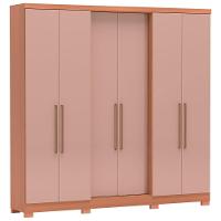 Guarda-Roupa Casal Bartira Napoli UP com 234,5cm de Largura, 6 Portas, 4 Gavetas e 4 Prateleiras