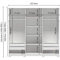 Guarda-Roupa Casal Bartira Napoli UP com 234,5cm de Largura, 6 Portas, 4 Gavetas e 4 Prateleiras - 8