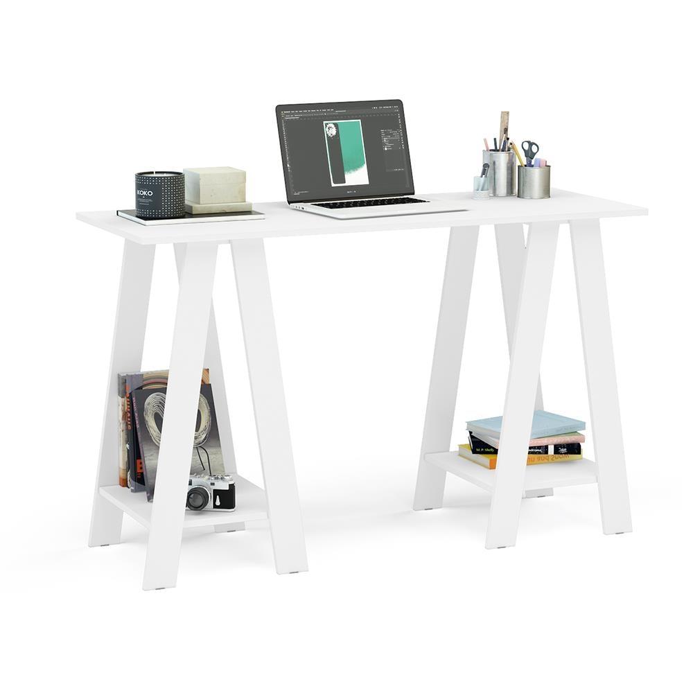 Mesa para Computador Politorno Delta com 2 Prateleiras – Branca - 4