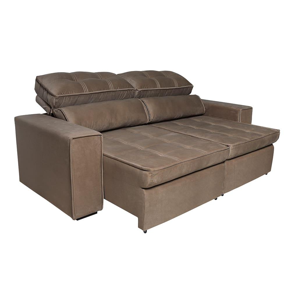 Sofá 4 Lugares Luizzi Bugatti II Retrátil / Reclinável, Revestido em Veludo Plush e 230cm de Largura - 2