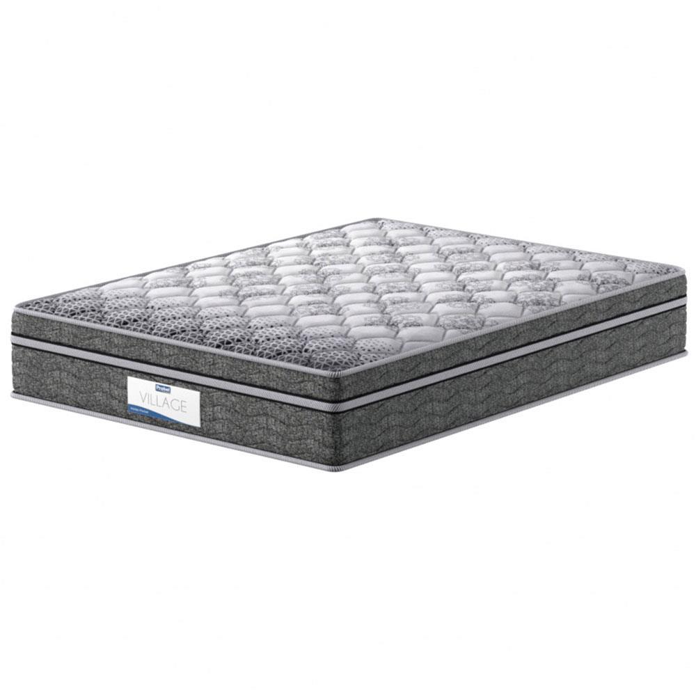 Colchão de Casal Probel Village D28 com Molas Ensacadas e Pillow Euro 30x138x188cm - Branco/Preto - 1