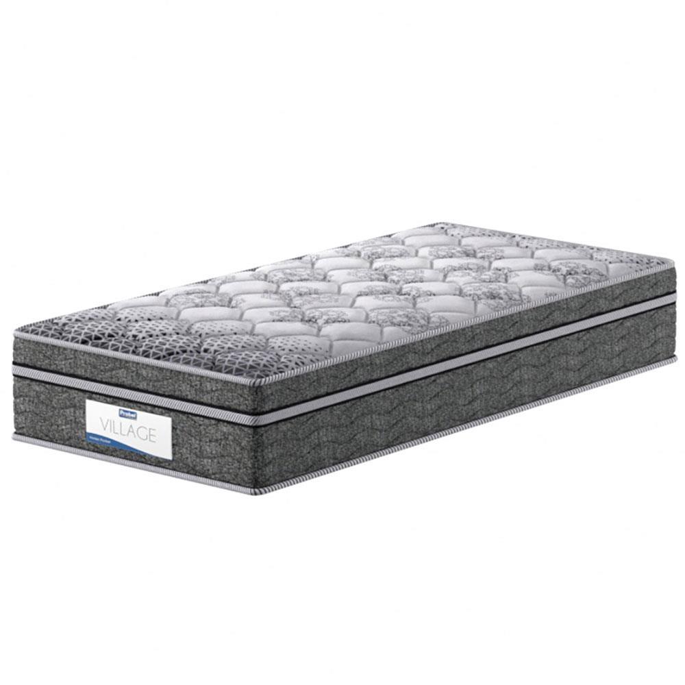 Colchão de Solteiro Probel Village D28 com Molas Ensacadas e Pillow Euro 30x88x188cm - Branco/Preto - 1
