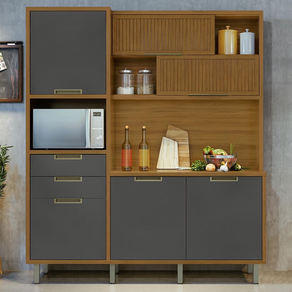 Cozinha Compacta em MDF Loft Nesher Imperatriz com 6 Portas, 2 Gavetas, 11 Prateleiras - 183cm de largura - 1