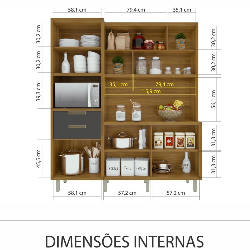 Cozinha Compacta em MDF Loft Nesher Imperatriz com 6 Portas, 2 Gavetas, 11 Prateleiras - 183cm de largura - 3