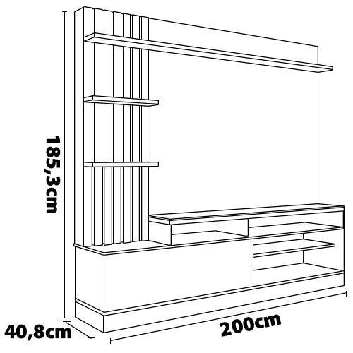 Painel Home Colibri Maceió com 4 Prateleiras, 4 Nichos, para TVs até 65” - 8